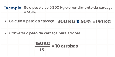Exemplo calculo de rendimento da carcaça